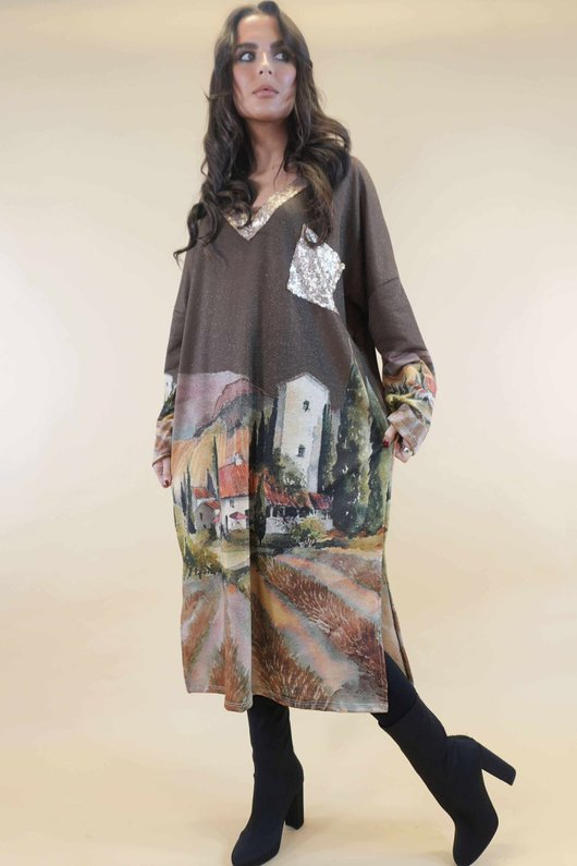  Ezra T Shirt Midi Dress Tuscan Bronze  /11=